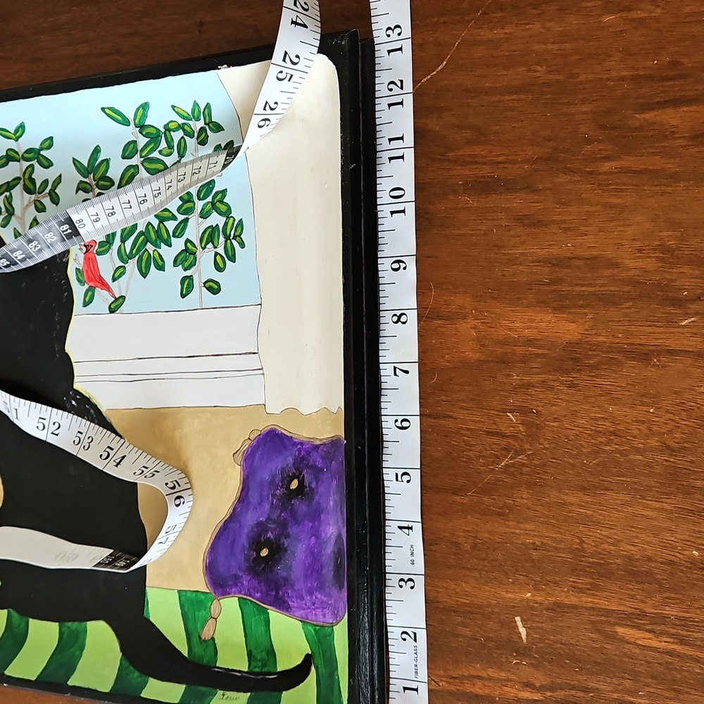 Thomas O'Brien Rubberwood Hand Painted Black Cat & Cardinal Tray Thailand - Picture 13 of 13